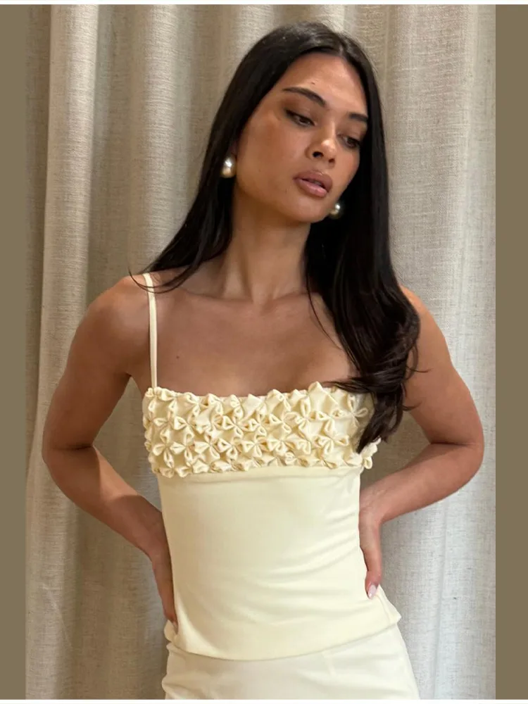 

Топ с цветочным узором и плиссировкой, регулируемые бретельки-спагетти, квадратный вырез, однотонный повседневный топ, новинка 2026 года, женские весенне-летние топы