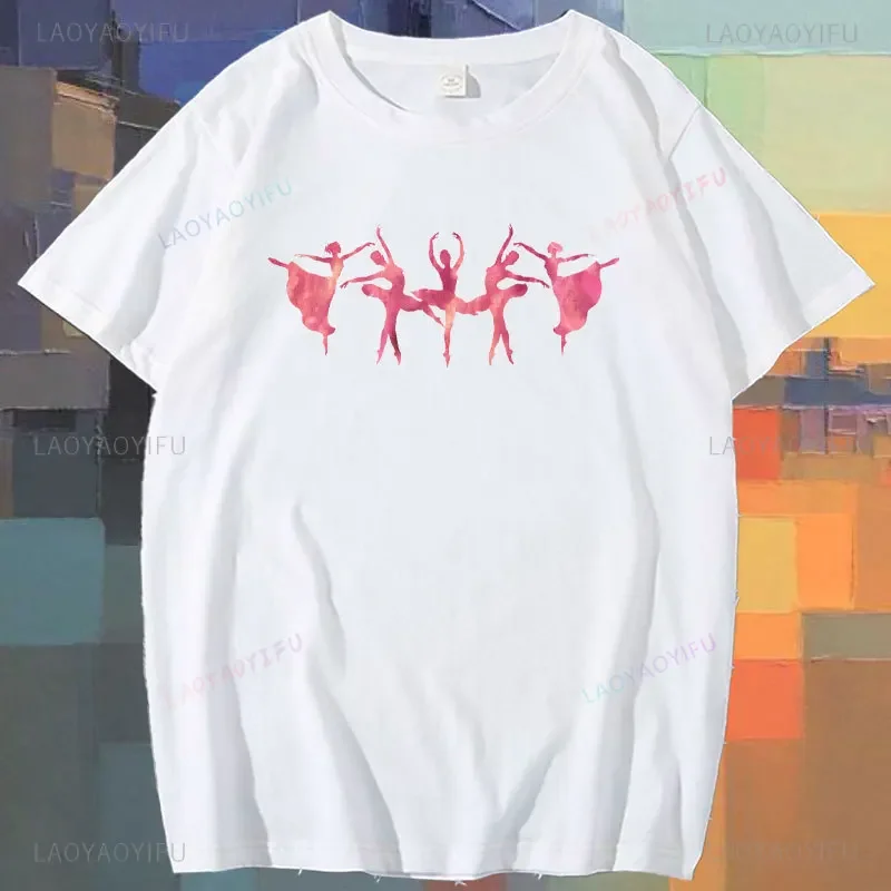 Maycaur nova aquarela ballet dançarino impressão camiseta feminina casual dança ballet o-pescoço verão harajuku vintage topos camisas mujer