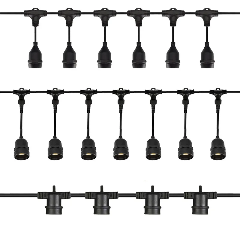 E27 LED Outdoor Waterproof Connector Sealing con Line Light String e27 portalampada filettato cavo di alimentazione a 2pin per Garden Farm