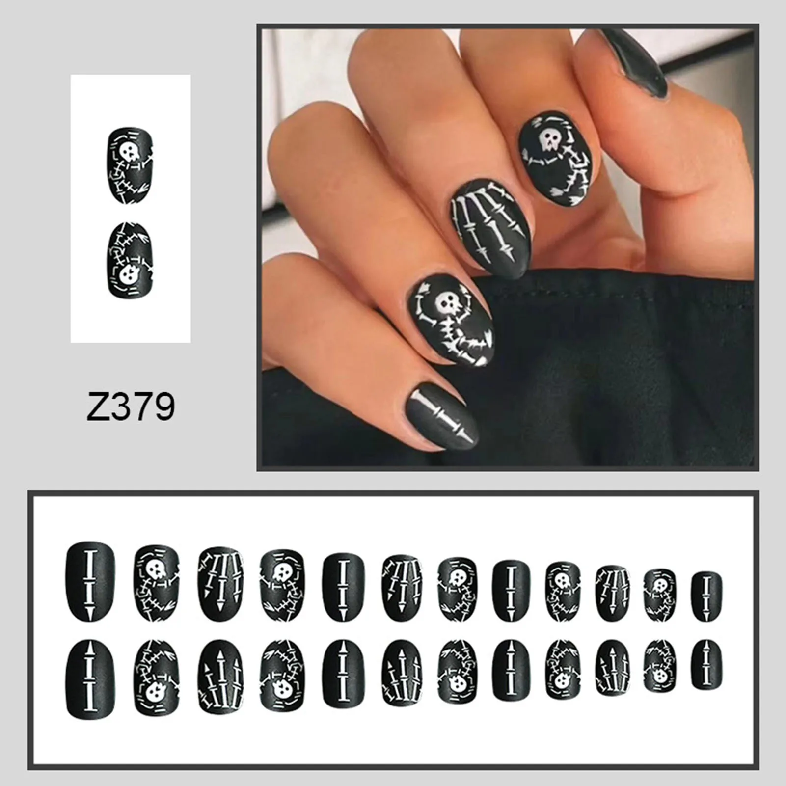 Halloween Schedel Bedrukte Matte Nepnagels Gemakkelijk Aan Te Brengen Eenvoudig Om Nagels Af Te Pellen Voor Liefhebbers Van Manicure En Beautybloggers