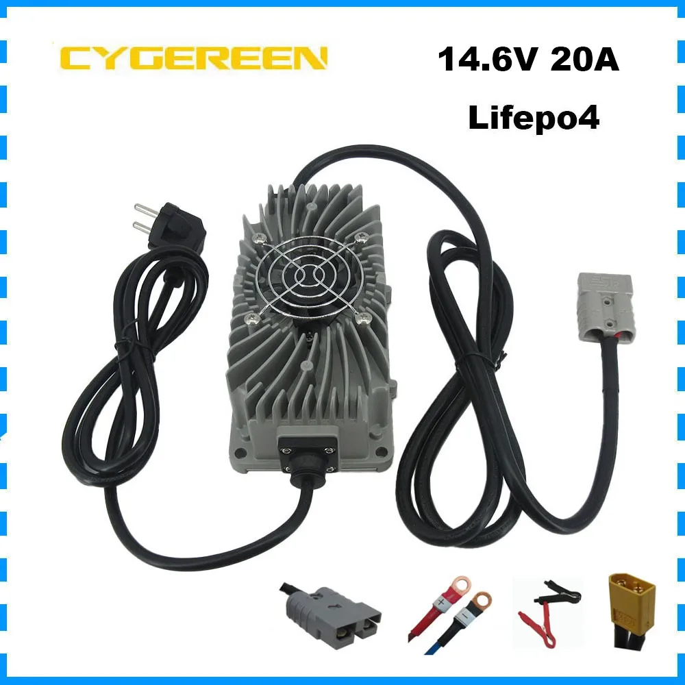 

Waterproof 12V 12 Volt 20A 4S Lifepo4 Ebike Fast Charger 14.6V 100AH 200AH Iron Phosphate Forklift RV Solar Battery Charger