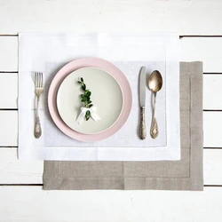6 Pieces White Mat Linen Placemats for Table Decor Rustic Doily Dining Placemat Set for Holidays Natural Linen Place Mat