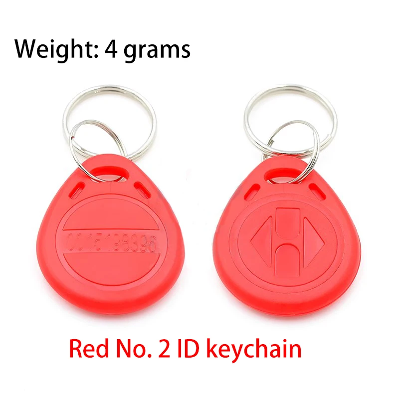 10 pieces of EM4100 ID card keychain, access control radio frequency identification card, red and blue in color, accompanied by