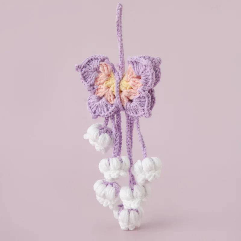 

Length 18cm Crochet Handmade New Style Butterfly pendant for Car Hanging, Knitted Lily of Valley Pendant Flower Room Decor
