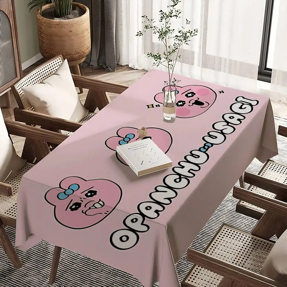 Kawaii O-Opanchu Usagi Tablecloth Tea Coffee Table Cloth Waterproof Cloth Wall Stove Rack Rectangular Wedding Banquet Home Decor