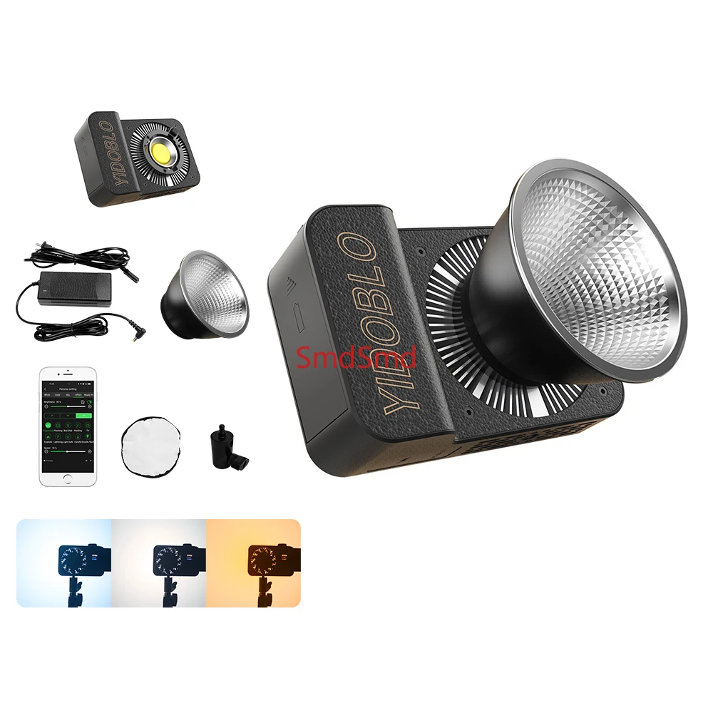 100W Portable COB Video Light 2700-7500K Continuous Output Light Spotlight for Studio Influencer Live 10 Preset Effects CRI95+