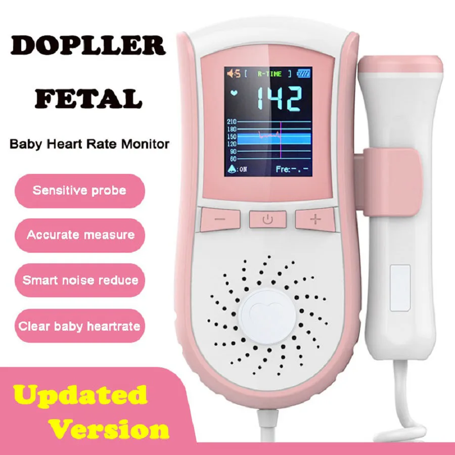 Rilevatore di frequenza cardiaca per bambini ad ultrasuoni da 3 MHz Dispositivo di battito cardiaco per bambini ad ultrasuoni per incinta Doppler fetale per la gravidanza