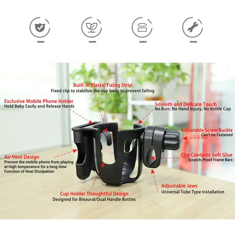 Shopping Cart Cup Holder Wheelchair Cup Holder Universal Bike Cup Holder 2 In 1 Design For Electric Scooter Golf Cart Bicycle