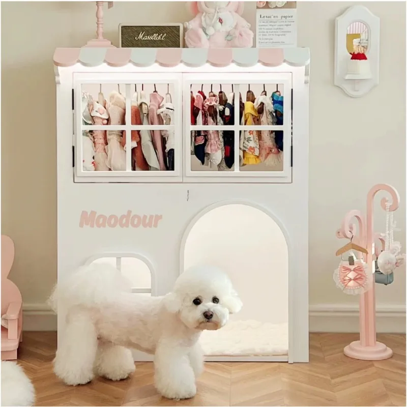 2026 new pet luxury villa , environmentally friendly solid wood cat room, cat kennel, pet wardrobe, integrated bed