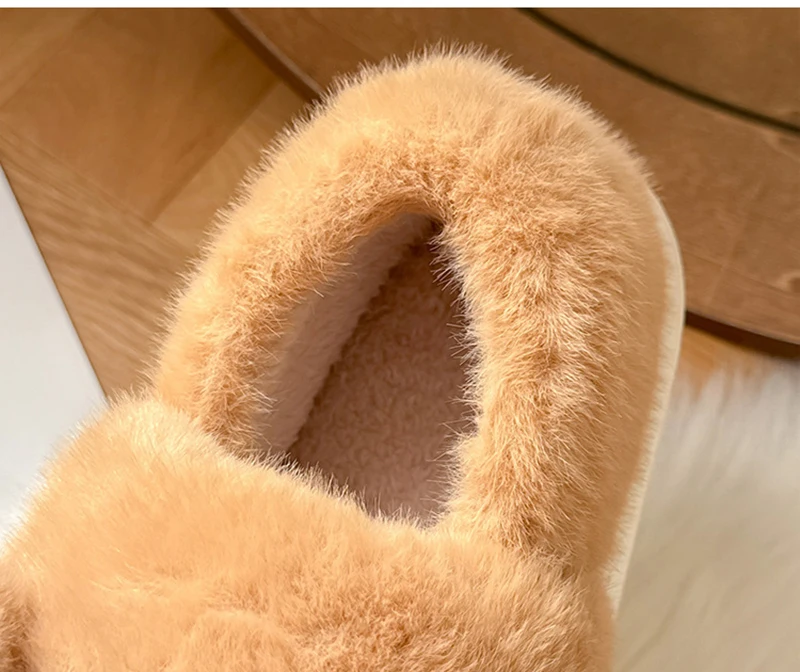 Capybara-Plüsch-Hausschuhe für Damen, flauschige Winter-Mules, Plateauschuhe, Mädchen-Freizeit-Innen-Schlappen, flauschige Fell-Slides, Unisex-Schuhe – Detail 11