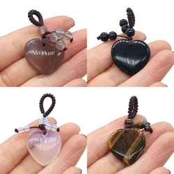 Rose Quartz Opal Agate Natural Stone Heart-Shaped Key Ring Aural Polishing Car Key Bag Decorative Pendant Gift