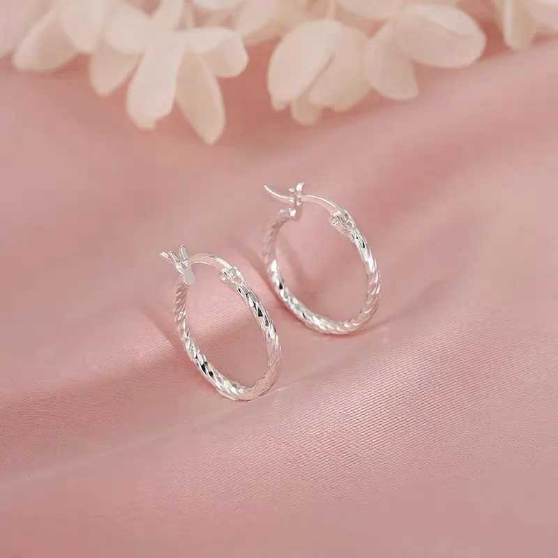 925 Silver Plated Hypoallergenic Geometric Circle Earrings for Women Fashion Simple INS Style Temperament Earrings Jewelry Gift