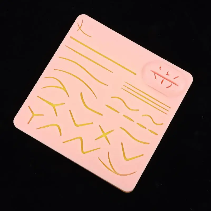 قابلة لإعادة الاستخدام مجموعة خياطة جراحية وسادة سيليكون الجلد الجروح خياطة الممارسة صدمة محاكاة الجروح التدريب نموذج للتدريس #4