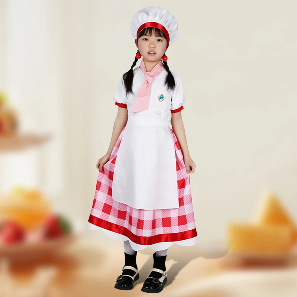 Chef Princess Peach Costume Princess Showtime Costume Kids Peach Game Cosplay Costume Girls Pastry Chef Dress for Dress Up