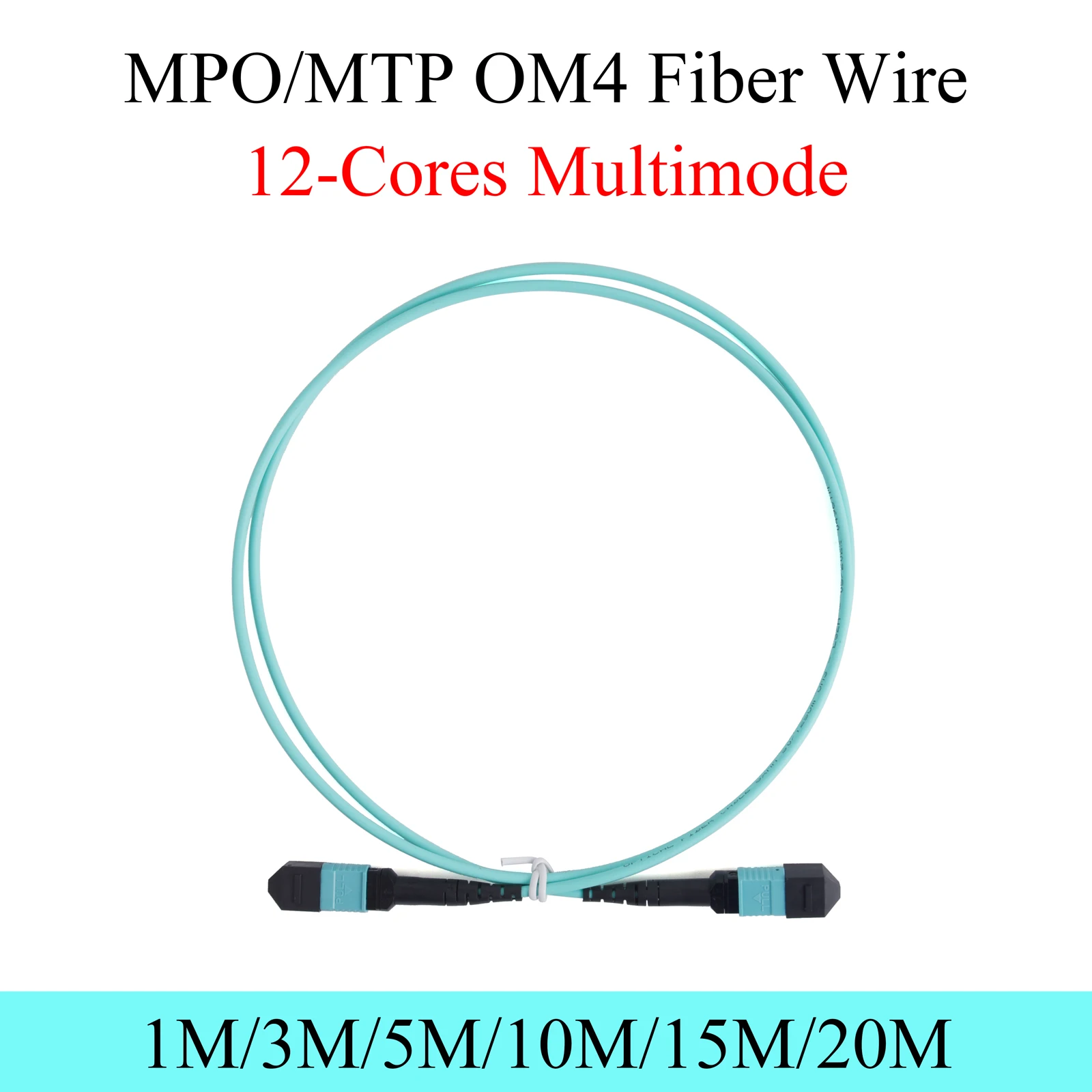 100G MPO OM4 Fiber Patch Wire Multimode 12Cores APC UPC Female to Female Type A/B/C Sequence 1/3/5/10/15/20M Optical Cable Blue