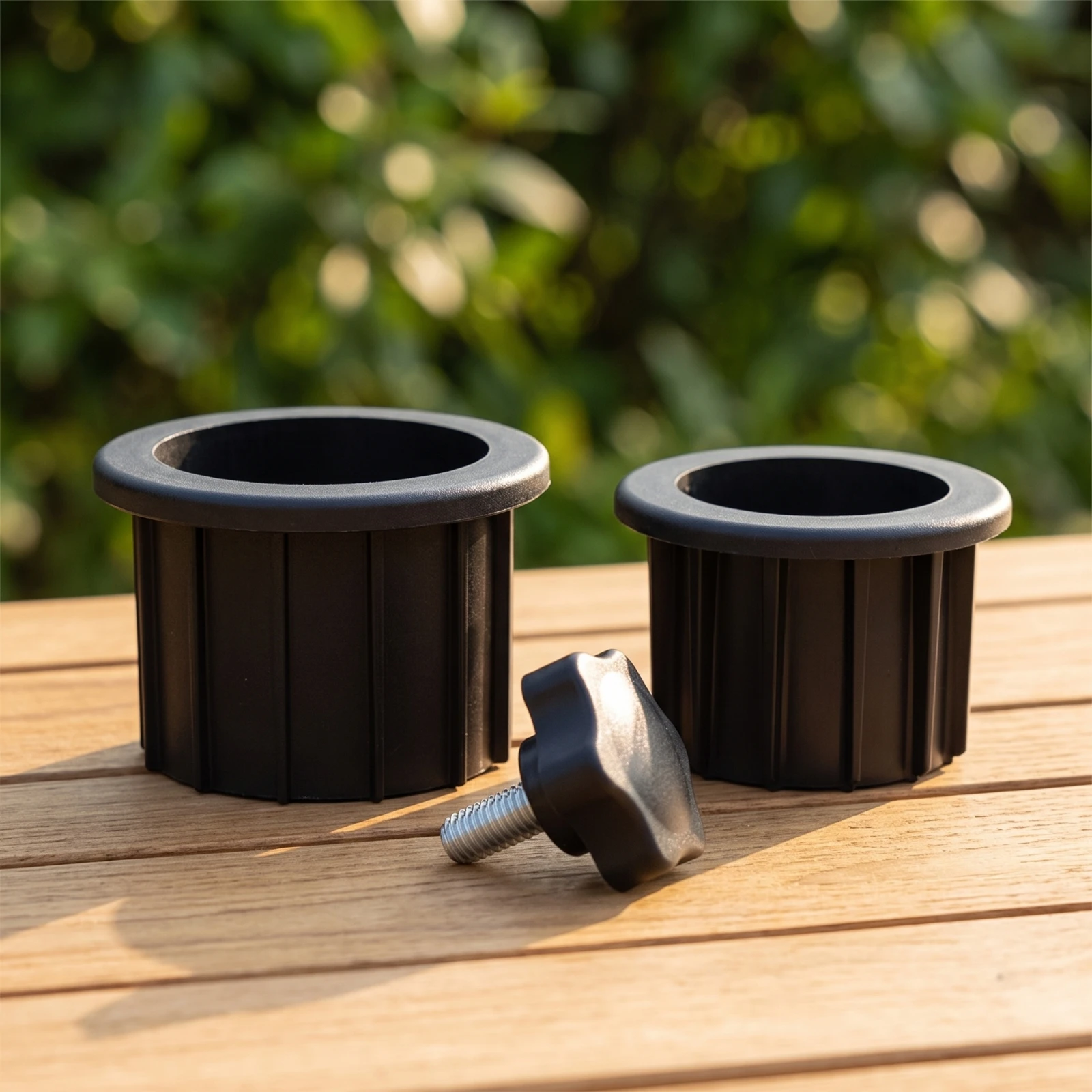 3 Pieces Umbrella Base Accessory Kit Threaded Umbrella Stand Sleeve with Knob Hardware Ribbed Sturdy for Homeowners
