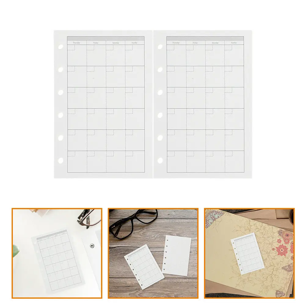 

2Sets Planner Refill Paper Thick Loose Leaf Refill Binder Inserts Smooth Writing Notebook Replacement Paper for Student Travel