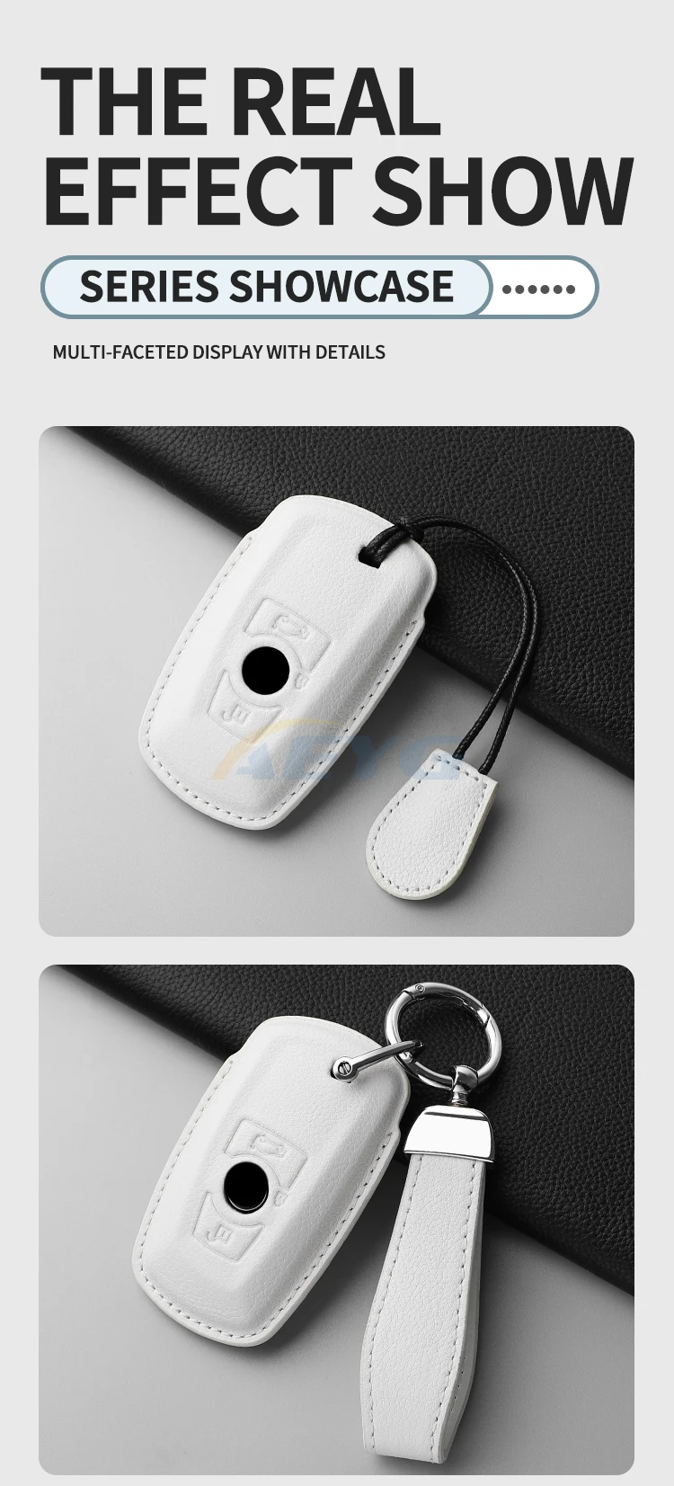 Leder-Autoschlüsselhülle für BMW F20 F30 G20 F31 F34 F10 G30 F11 X3 F25 X4 I3 M3 M4 1 3 5 Serie Schlüsselanhänger – Detail 7