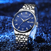 GUANQIN Men Watch Luxury Automatic Mechanical Movement Stainless Steel Dual Calendar Business Leisure Waterproof Watches for Man