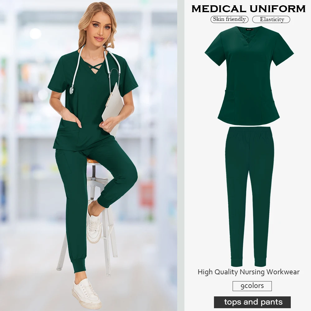 عالية الجودة الطبية السيدات الدعك مجموعات فرك الزي الطبي بلوزة عداء ببطء السراويل دعوى عيادة الأسنان طبيب الأسنان السريرية موحدة