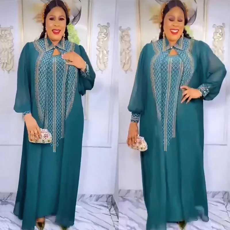 ชุดคลุมยาวแบบตะวันออกกลางสำหรับงานหนัก ประดับลูกปัด แฟชั่นผู้หญิง ไซส์ใหญ่ ชุดราตรีแบบดั้งเดิม ชุดแสดงบนเวที