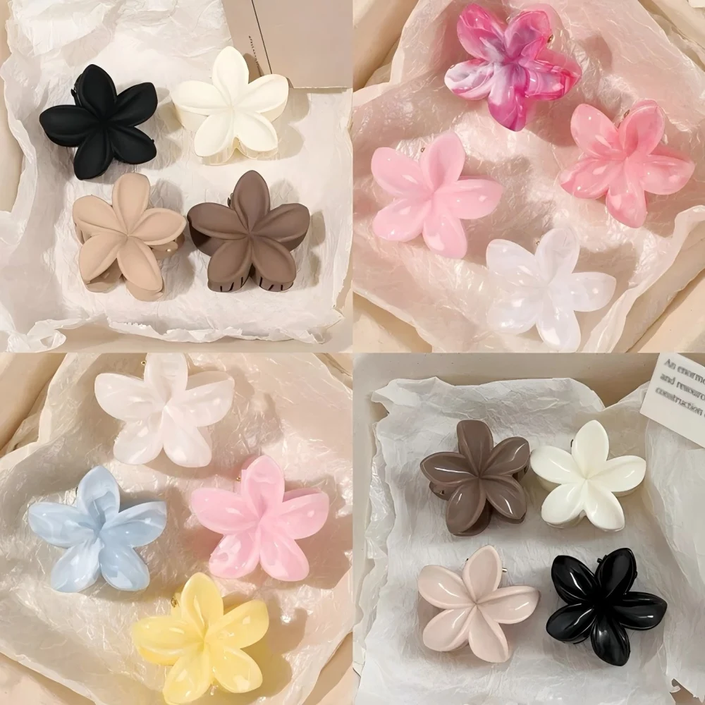 4 Buah Jepit Rambut Bentuk Bunga Multiwarna untuk Wanita dan Anak Perempuan, Anti Selip, Aksesoris Rambut Lucu dan Modis, Jepit Rambut Kecil Model Jepit Kepiting