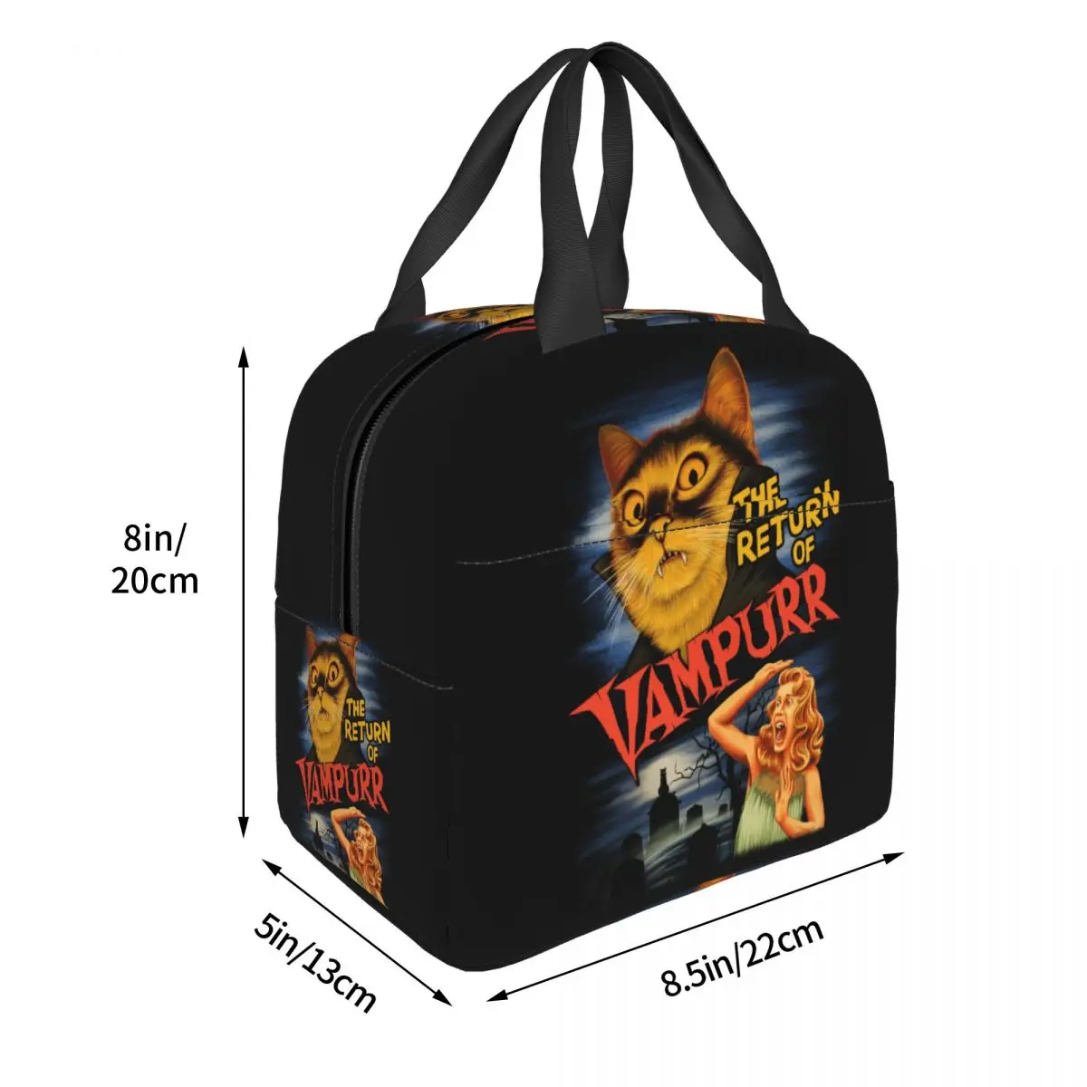 Custom Halloween Cat Lunch Bag Women Cooler Warm Insulated Thermal Lunch Box for Children School Food Picnic Tote Bags