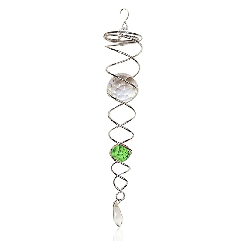 Gazing Ball Spiral Tail Wind Spinner Stabilizer, Decorative Spiral, Spiral Wind Spinner, Garden Decoration Green