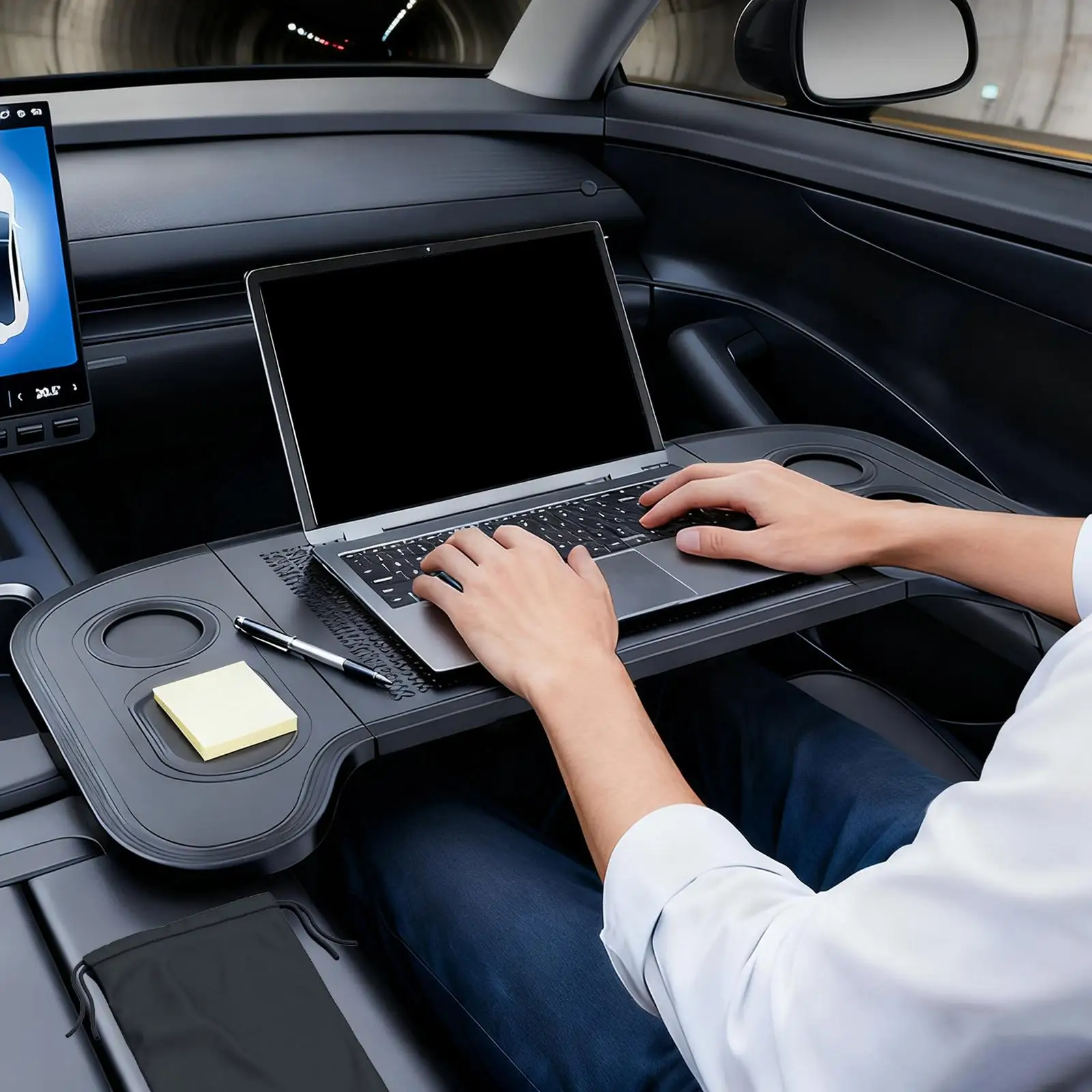 Car Laptop Tray Multifunctional Portable Folding Food Tray Table Car Table Board for 3 Y Study Working Business Trip