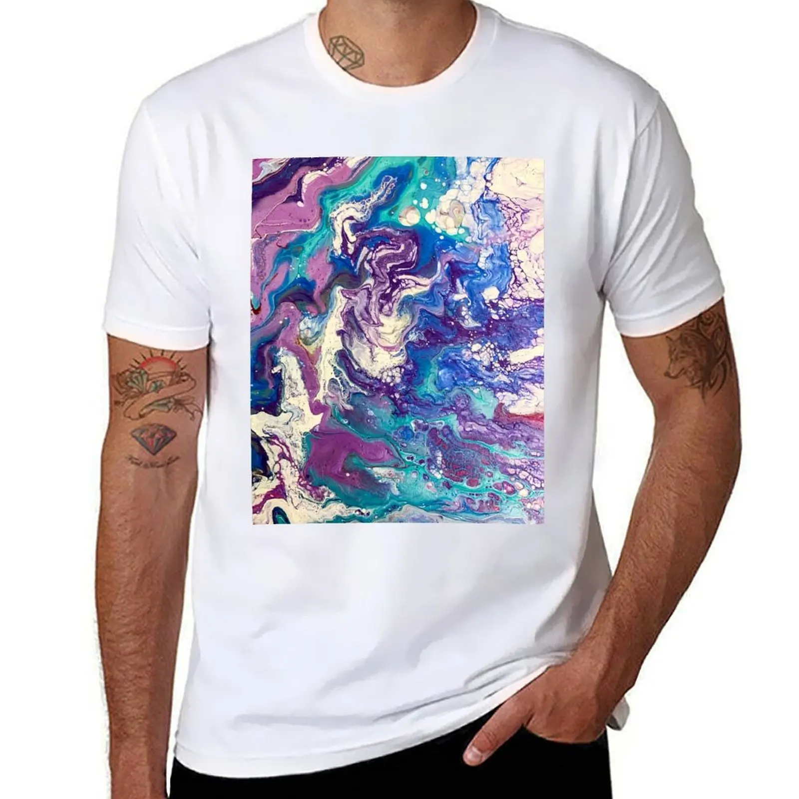 Fluid Art: Celestial Foam T-Shirt graphic t shirts for man man t shirt cotton high quality T-Shirt