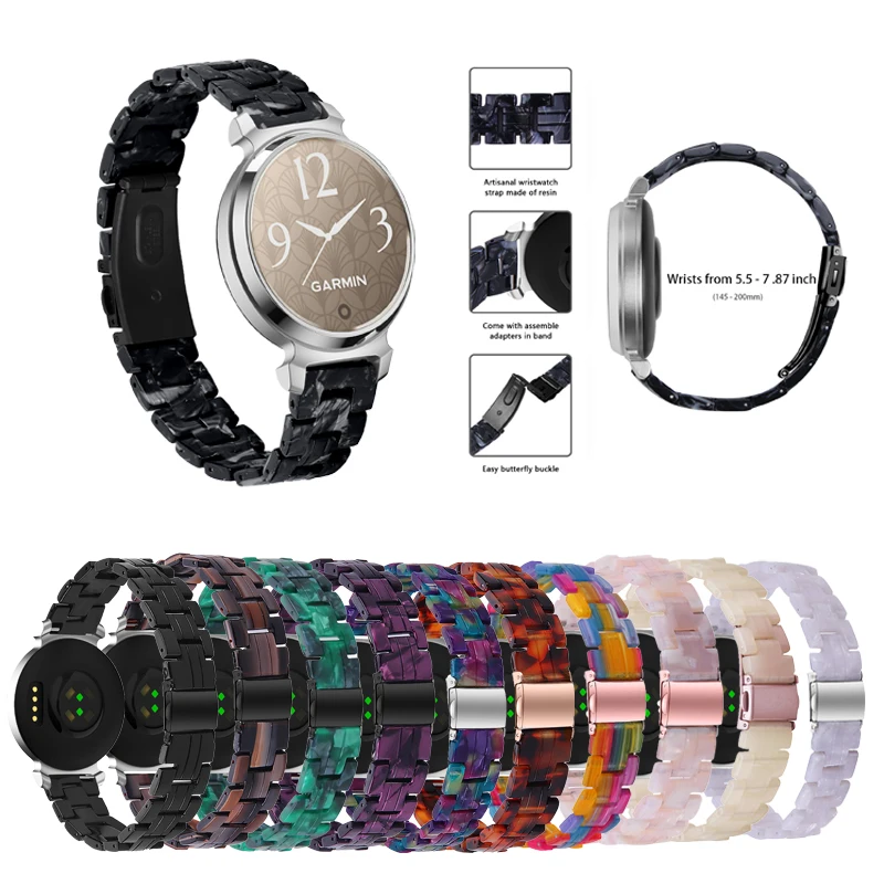 

For Garmin Lily2 Resin Band Quick Release Folding Metal Buckle Watchband for Garmin Lily 2 Strap Bracelet 14mm Wristband