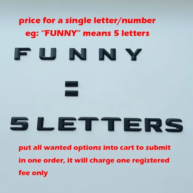 QA 2.3cm DIY Alphabet 3D Sharp Letters Numbers Heart Dot ABS Emblem Car Trunk Nameplate Logo Sticker for Any Cars (Price for 1pc