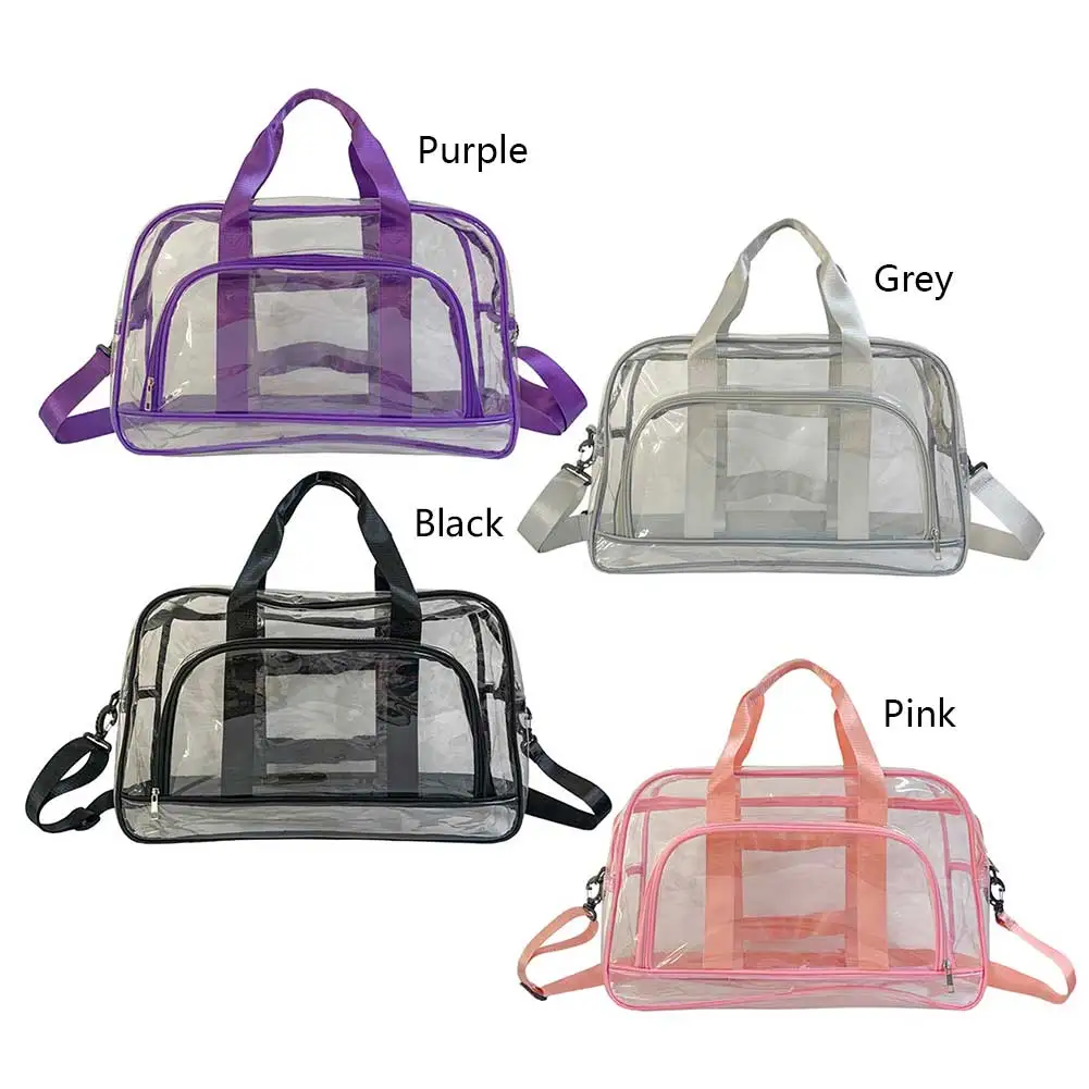 Bolsa de entrenamiento de Fitness transparente de PVC, bolsa de equipaje de mano de gran capacidad, ligera, impermeable, portátil, multifuncional para acampar