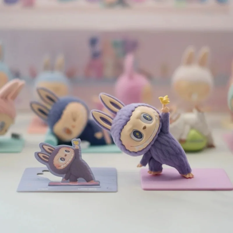 POPMART Resmi Asli Seri The Monsters Labubu Lazy Yoga Kotak Misteri Lucu Buatan Tangan Blind Box Hadiah Kejutan Liburan untuk Wanita