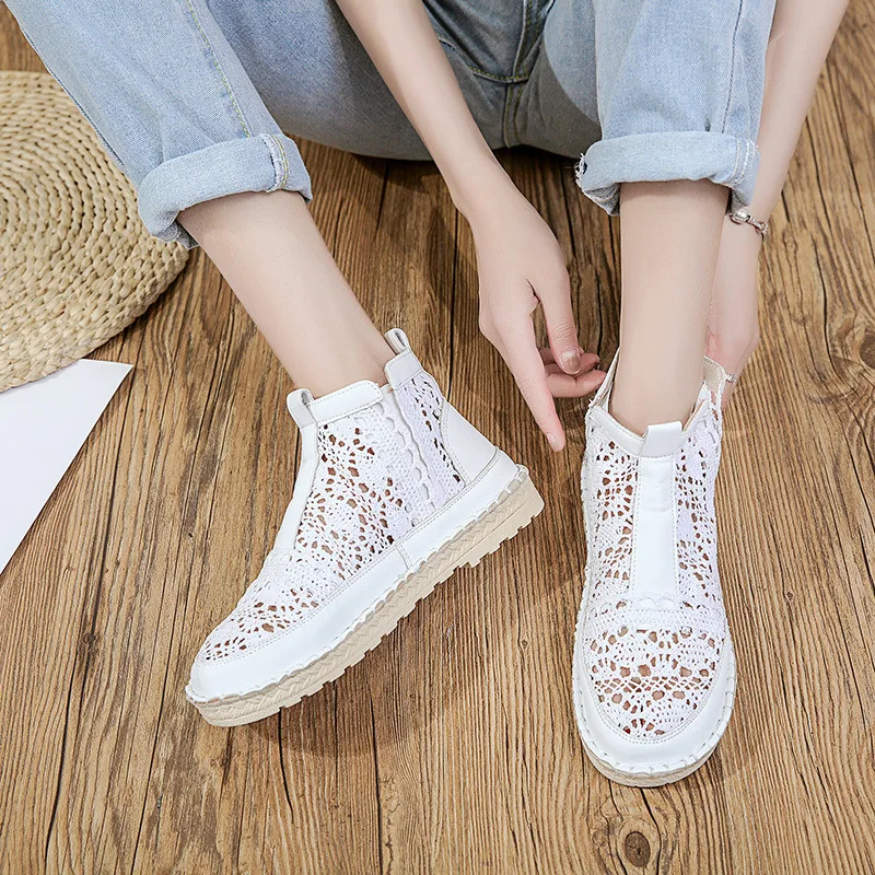 

Women's Single Shoes Spring New Flat Knitted Mesh Cotton Shoes Casual Comfortable Breathable Wear-resistant Oxford Shoes