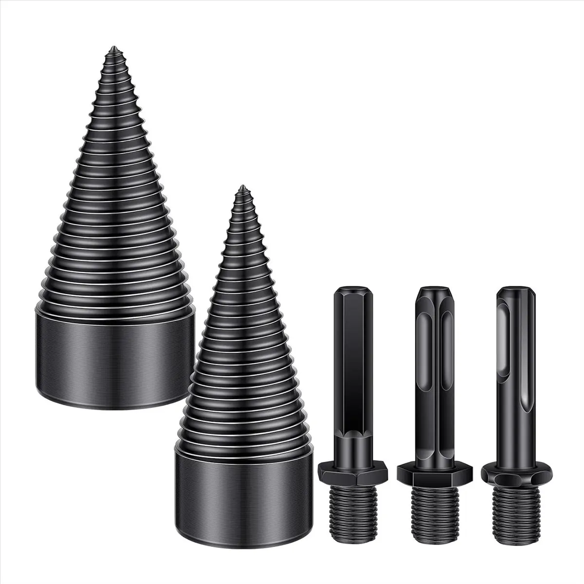 

5 Pcs Firewood Log Splitter Drill Bit,Removable Splitter Drill Bits, Screw Cones Kindling Splitter, Splitting Drill Bit
