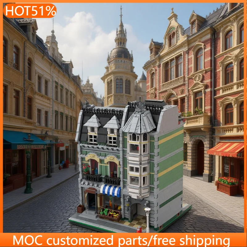 3293 PCS Urban Green Grocer MOC Customize Modular Building Block Design Simple Creative Design Popular DIY Toy Christmas Gift