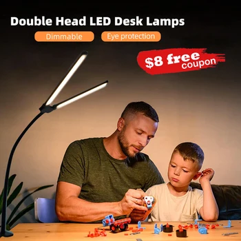 Double Head Led Clip Desk Lamp Dimmable Computer Table Lamps Led Monitor Light Architect Table Lamp for Office Reading Lighting