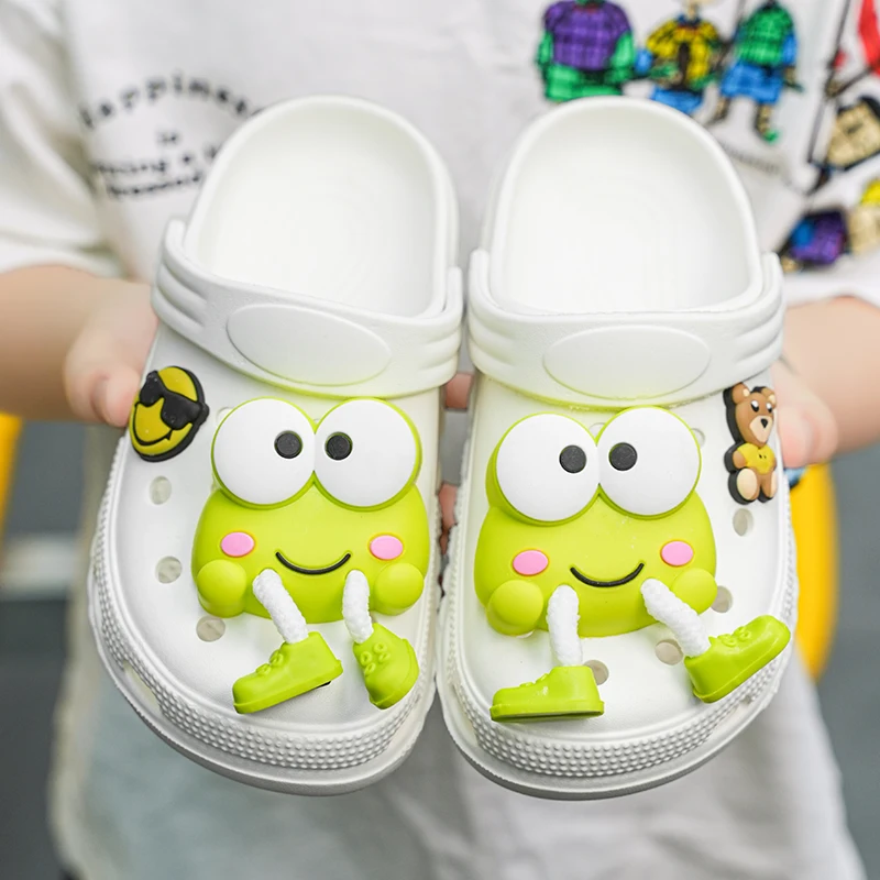 

Детские сандалии-сабо с милым дизайном лягушки, дышащие, с отверстиями, из мягкого ЭВА, водонепроницаемые тапочки для малышей, мальчиков и девочек, летние