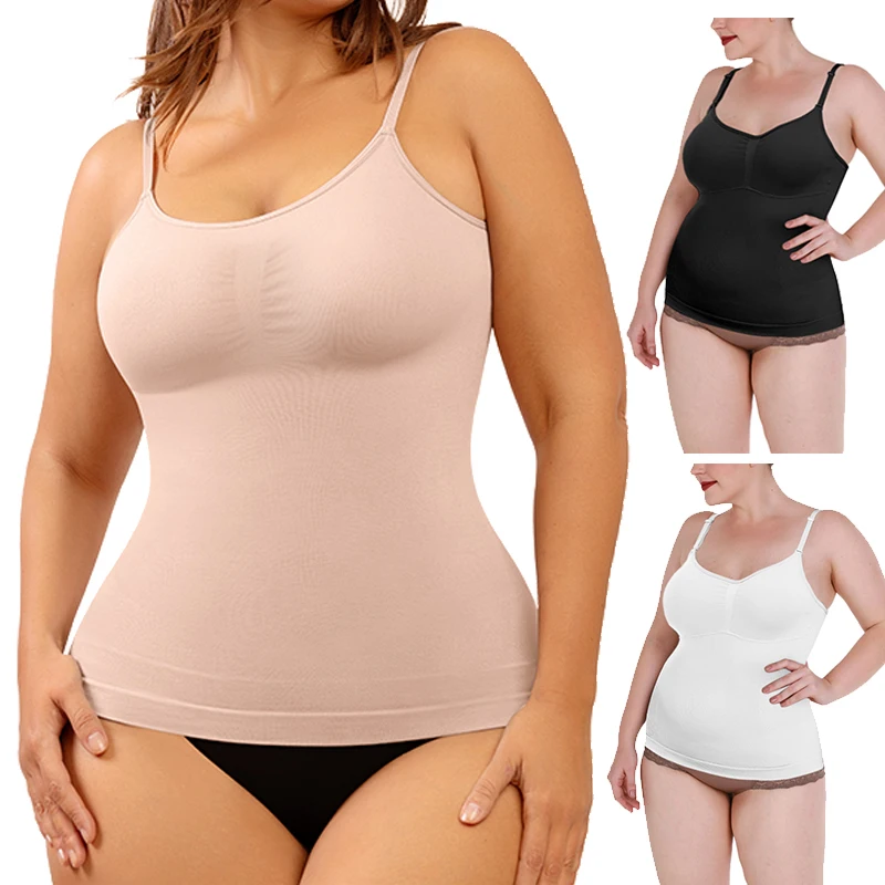 Plus Size Camisole for Women Tummy Control Cami Shaper Seamless Compression Tank Top Waist Cincher Shapewear for Women