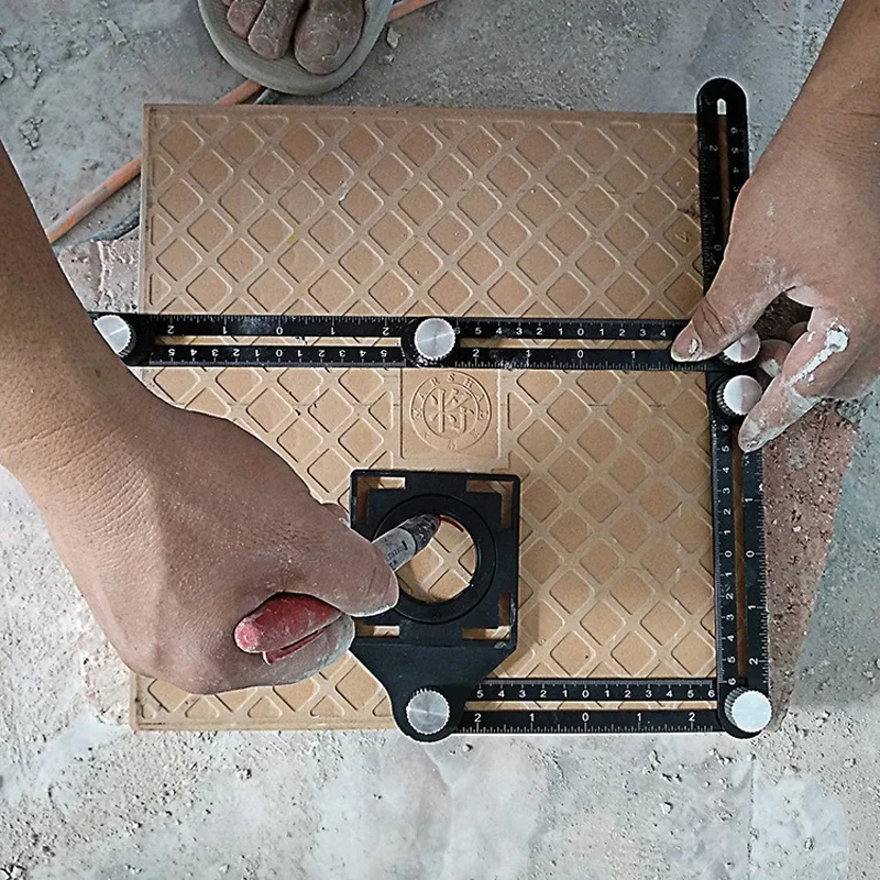 

Construction Tools Multi Angle Measuring Ruler Aluminum Folding Positioning Ruler Professional DIY Wood Tile Flooring Punch Tool