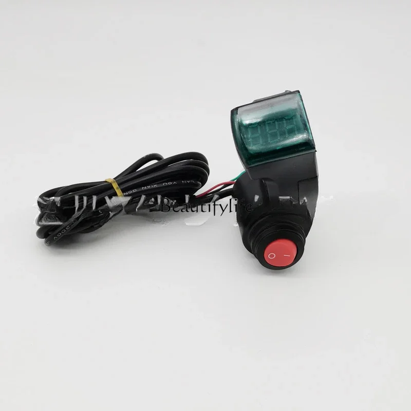 

Red screen voltmeter with switch 0-99V universal 22mm handlebar red letter 2 meters long wire modification