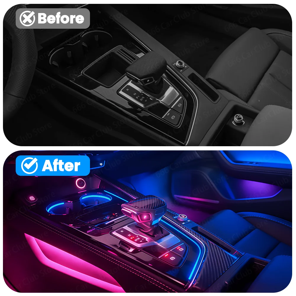 32 Colors Central Control Storage Box Ambient Light for Audi A4 A5 B9 2017-2023 Interior Lighting Upgrade Kit