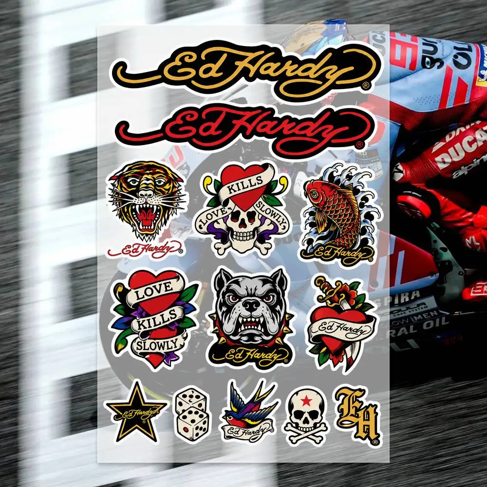 Ed H-Hardy  Decal Set High Quality Printed and Cut Stickers Motorcycle Sticker
