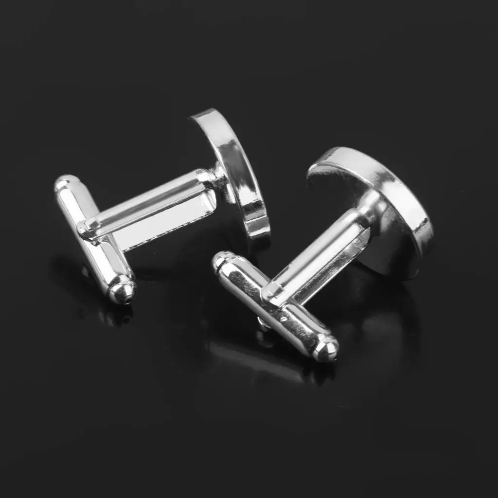 10 Pcs 16Mm Round Blank Settings Cufflinks Diy Craft Findings Charm