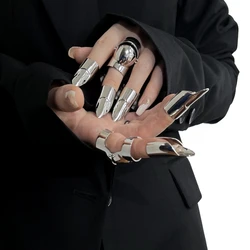 Punk Creative Metal Irregular Fingertip Armour Ring Open Nail Rings For Women Elegant Fingertips Statement Jewelry Gifts