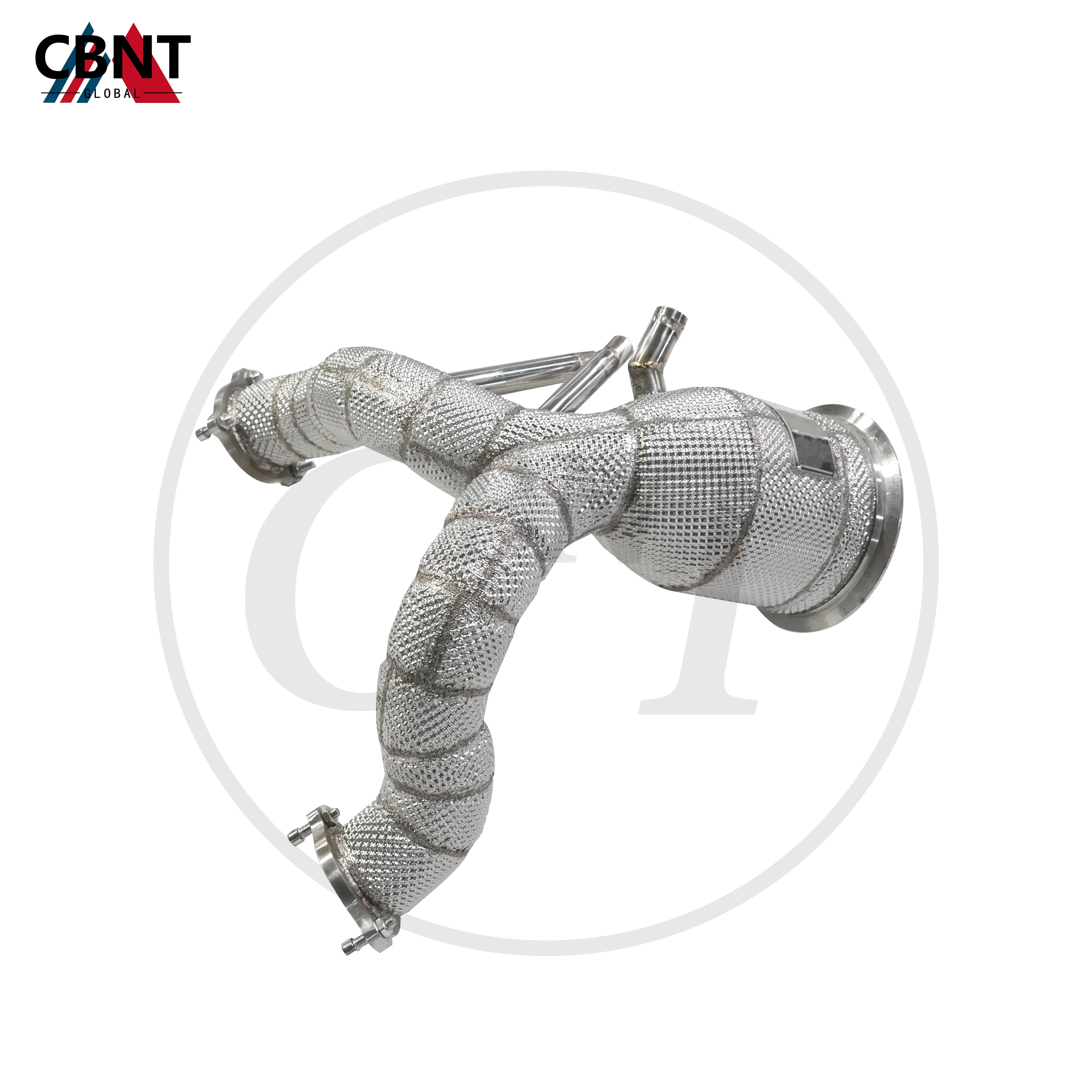 

CBNT Exhaust Downpipe with Catalytic Converter for Audi Q7 Q8 3.0T 2020-2023 SS304 Stainless Steel Exhaust-pipe with Heat Shield