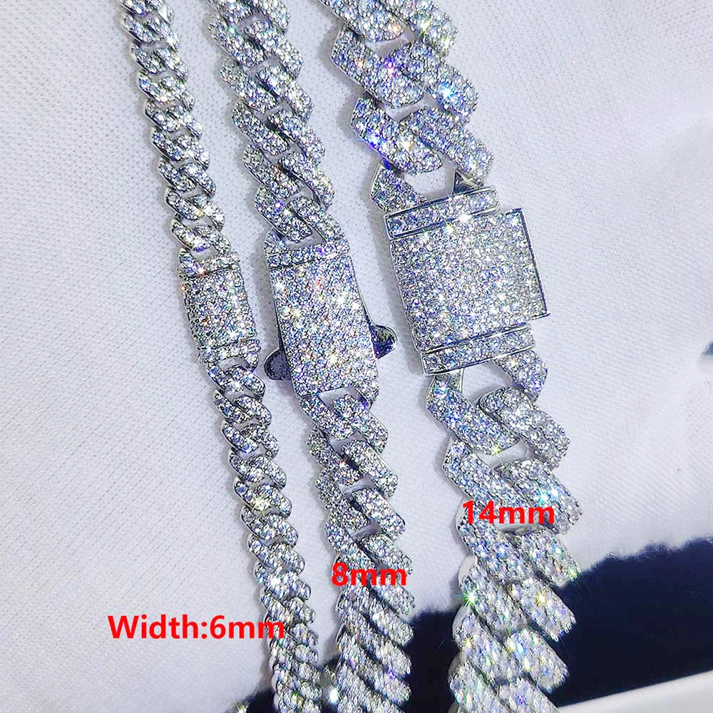 

Nuoya High Quality 6/8/14mm Iced CZ Cuban Link Chain Pave Setting Single/Double Rows Stone Hip Hop Jewelry Cuban Necklaces Mens