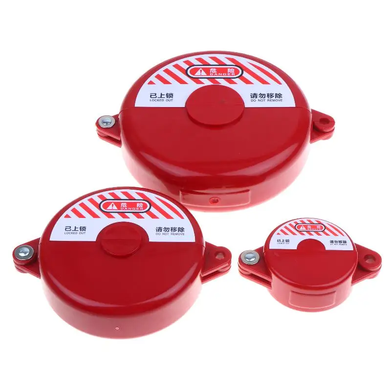 Red Gate Valve Lockout Tamper Proof ABS Lock Cover High Visibility Warning for Municipal Water Pipeline Safety Work