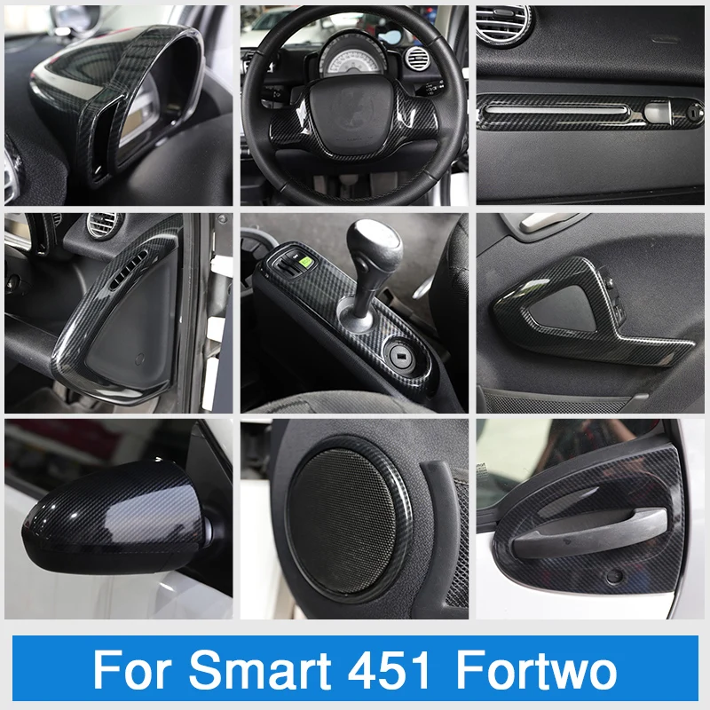 

Car Interior Exterior ABS Plastic Decorative Cover Protective Shell Carbon Sticker For Smart 451 Fortwo Car Styling Accessories